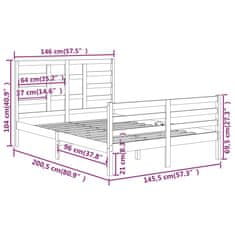 Vidaxl Posteljni okvir iz trdnega lesa 140x200 cm