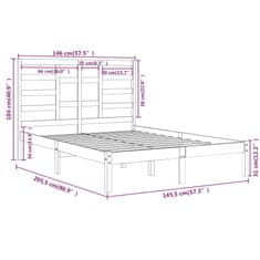 Vidaxl Posteljni okvir iz trdnega lesa 140x200 cm
