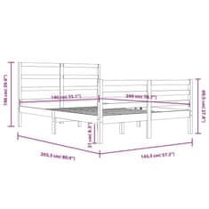 Vidaxl Posteljni okvir medeno rjav iz trdne borovine 140x200 cm