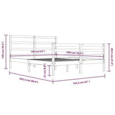 Vidaxl Posteljni okvir siv iz trdne borovine 160x200 cm
