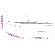 Vidaxl Posteljni okvir iz trdnega lesa 90x200 cm