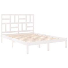 Vidaxl Posteljni okvir bel iz trdnega lesa 160x200 cm