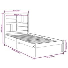 Vidaxl Posteljni okvir iz trdnega lesa 90x200 cm