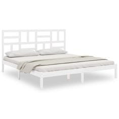 Vidaxl Posteljni okvir bel iz trdnega lesa 180x200 cm 6FT