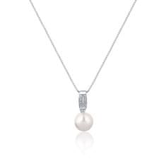 JwL Luxury Pearls Elegantna ogrlica s pravimi biseri in cirkoni JL0748 (verižica, obesek)