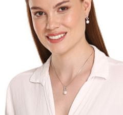 JwL Luxury Pearls Eleganten komplet nakita s pravimi biseri in cirkoni JL0746 (verižica, obesek, uhani)