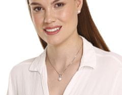 JwL Luxury Pearls Elegantna ogrlica s pravimi biseri in cirkoni JL0748 (verižica, obesek)