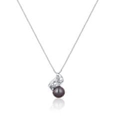 JwL Luxury Pearls Nežna ogrlica s pravimi biseri in cirkoni JL0750 (verižica, obesek)