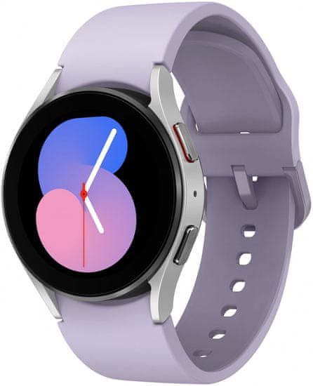 Samsung Galaxy Watch5 (SM-R900) pametna ura, 40 mm, BT, srebrna, vijoličen pašček