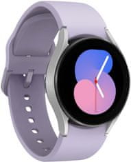 Samsung Galaxy Watch5 (SM-R900) pametna ura, 40 mm, BT, srebrna, vijoličen pašček