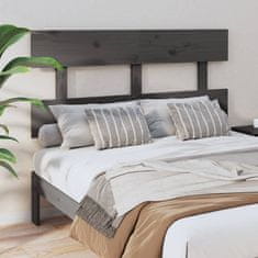 Vidaxl Posteljno vzglavje sivo 124x3x81 cm trdna borovina