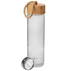Orion Steklenica za pohodništvo steklo/bambus s cedilom 500ml