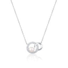JwL Luxury Pearls Modna ogrlica s pravimi biseri in cirkoni JL0751 (verižica, obesek)