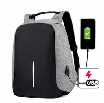 Korbi Mestni USB protivlomni nahrbtnik 20-40L Sivi
