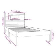 Vidaxl Posteljni okvir iz trdnega lesa 90x190 cm 3FT