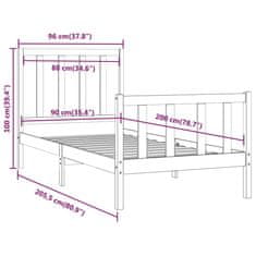 Vidaxl Posteljni okvir iz trdnega lesa 90x200 cm