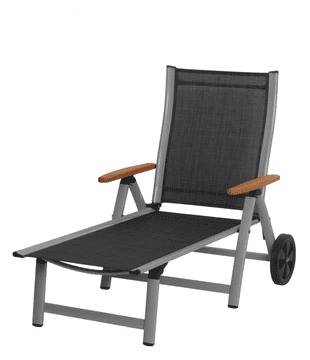 Sun Garden Aluminijasti ležalnik za vrt - nastavljiv, srebrno-črni design