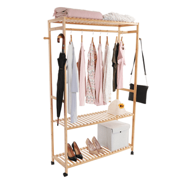 KONDELA Organizator garderobe, naravni bambus, MELAR
