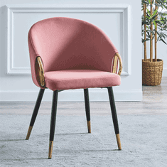 KONDELA Dizajnerski stol, roza žametna tkanina / zlati krom zlato, DONKO