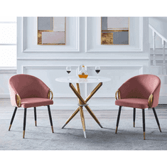 KONDELA Dizajnerski stol, roza žametna tkanina / zlati krom zlato, DONKO