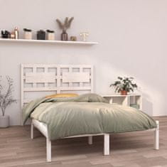 Vidaxl Posteljni okvir bel iz trdnega lesa 120x190 cm 4FT