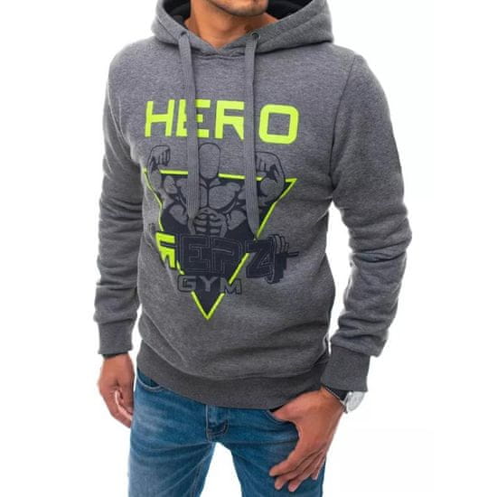 Dstreet Moška majica s kapuco s potiskom sive barve HERO bx5039