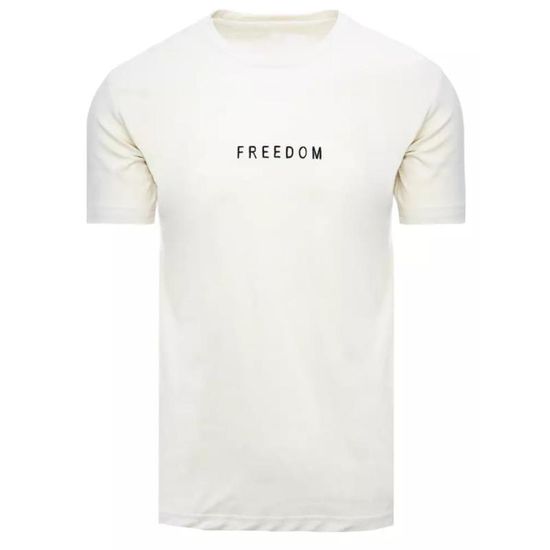Dstreet Moška majica s kratkimi rokavi FREEDOM ecru rx4952