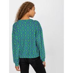RUE PARIS Ženski pulover z zeleno-modrim potiskom RUE PARIS RV-BL-8188.50_389124 S-M