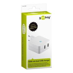 Goobay  Dual USB napajalnik, 5 V, bel