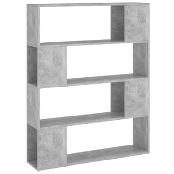 Vidaxl Knjižna omara za razdelitev prostora betonsko siva 100x24x124cm