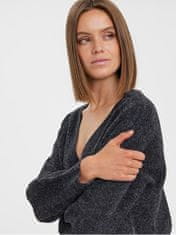 Vero Moda Ženski pulover Regular Fit VMDOFFY 10259445 Black MELANGE (Velikost XS)