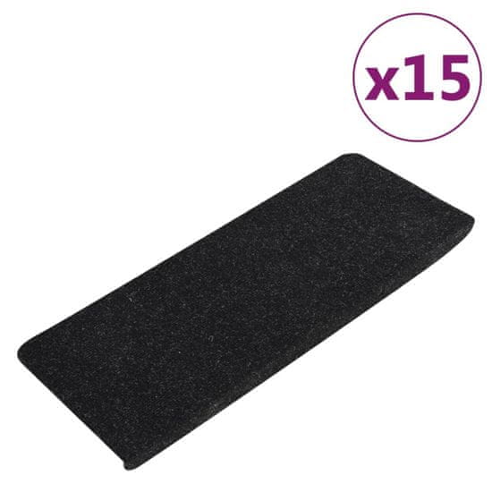 Vidaxl Samolepilni stopniščni robovi, 15 kosov, 65x28 cm, antracit