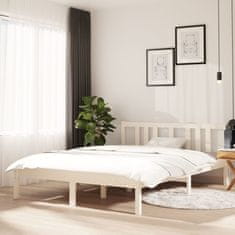 Vidaxl Posteljni okvir bel iz trdnega lesa 135x190 cm 4FT6