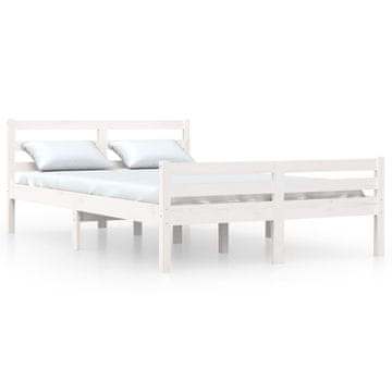 Vidaxl Posteljni okvir bel iz trdnega lesa 150x200 cm