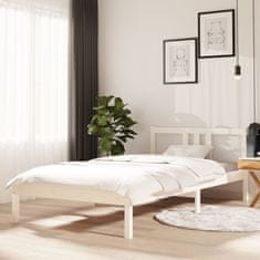 Vidaxl Posteljni okvir bel iz trdnega lesa 100x200 cm