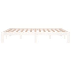 Vidaxl Posteljni okvir bel iz trdnega lesa 135x190 cm 4FT6