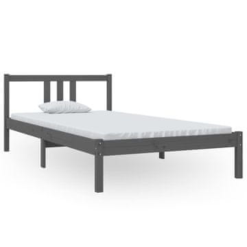 Vidaxl Posteljni okvir siv iz trdnega lesa 100x200 cm