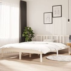 Vidaxl Posteljni okvir bel iz trdnega lesa 140x200 cm