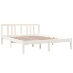 Vidaxl Posteljni okvir bel iz trdnega lesa 140x190 cm