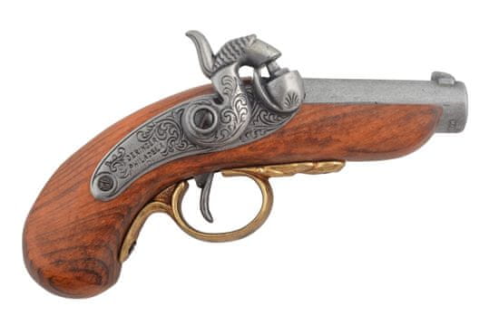 Bashan Pištola Derringer - lesen ročaj, vgraviran strelni mehanizem in kladivo; 17,5cm; 284g