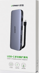 Ugreen priklopna postaja, 3x USB 3.0, HDMI, VGA, RJ45 Gigabit, TF, srebrna (70409)