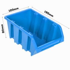 botle Stenska plošča za orodje 115 x 78 cm z 54 kos Škatla viseče Modra škatle Sistem za shranjevanje