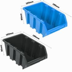 botle Stenska plošča za orodje 77 x 78 cm z 18 kos Škatla viseče Modra in Črna škatle plastika