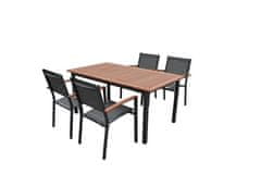 Dimenza Vrtni jedilni set Toledo 150x90 cm, 4 zložljivi stoli, aluminij/evkalipt