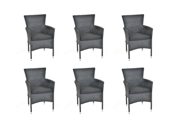 IWHOME Set vrtnih stolov BARCELONA z blazinami, antracit, 6 kosov