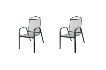 IWHOME Komplet 2 vrtnih kovinskih stolov v temno sivi barvi