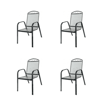 IWHOME Set štirih temno sivih kovinskih vrtnih stolov ZWMC-31