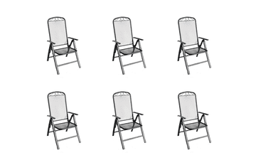 IWHOME Komplet 6 zložljivih vrtnih kovinskih stolov temno sive barve