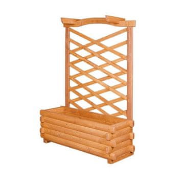 Drewmax Leseni vrtni cvetlični lonec s pergolo in mrežo iz smreke, tikov premaz 94×130×35 cm