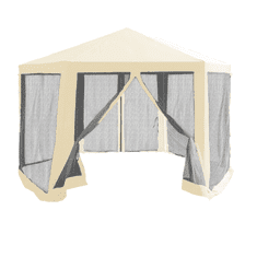 eoshop Hiter zložljiv vrtni paviljon 3,9 x 3,9 x 2,5 m, bež in črn, 6 stranic z zadrgo